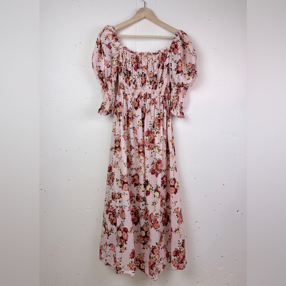 Damaris Bailey Feminine Smocked Floral Boho Cottagecore Dress